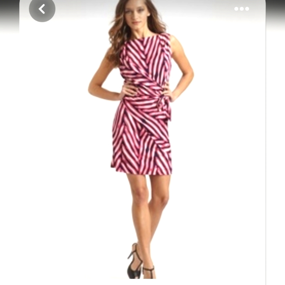 Diane Von Furstenberg Pink Zebra Faux Wrap Dress